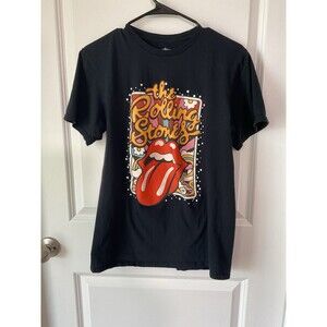 The Rolling Stones‎ Tongue Graphic T Shirt Black M Cotton Band Tee